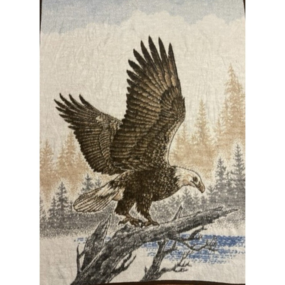 VTG Biederlack Eagle Snow Throw Fleece Blanket Plush Warm Rustic Cabin Hunt